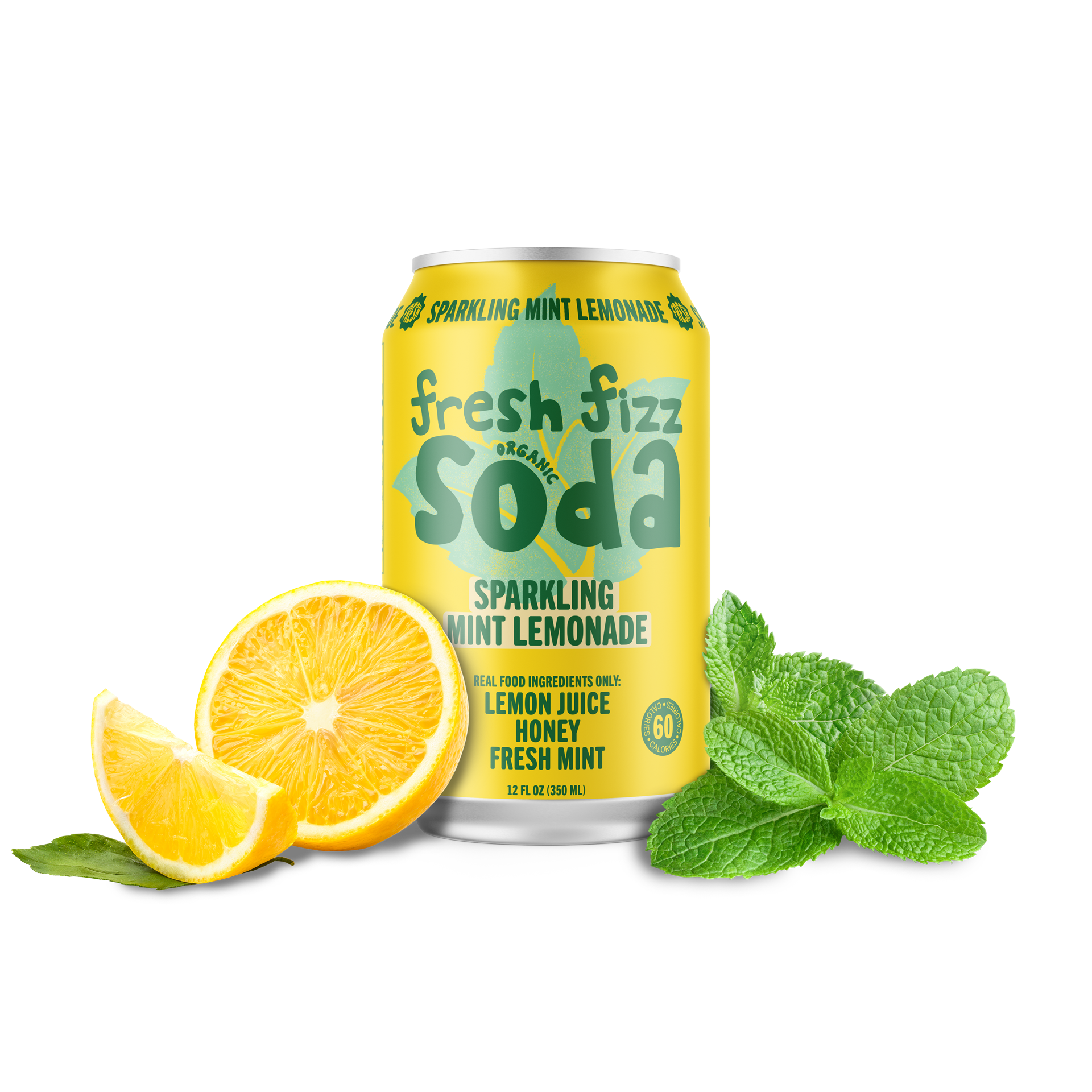 Fresh Fizz Sparkling Mint Lemonade - Natural Soda (12-Pack
