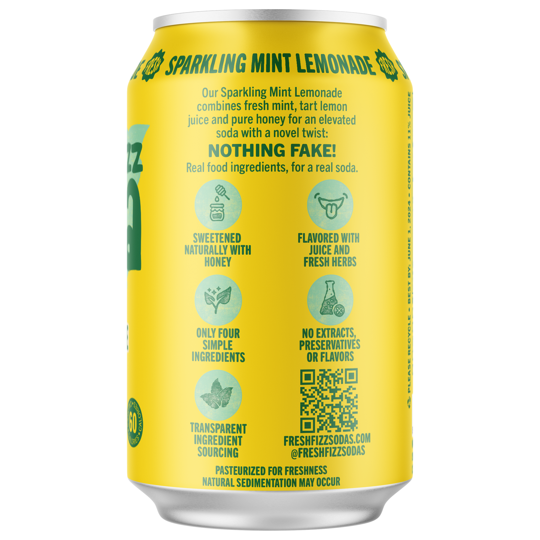 Fresh Fizz Sparkling Mint Lemonade - Natural Soda (12-Pack ...